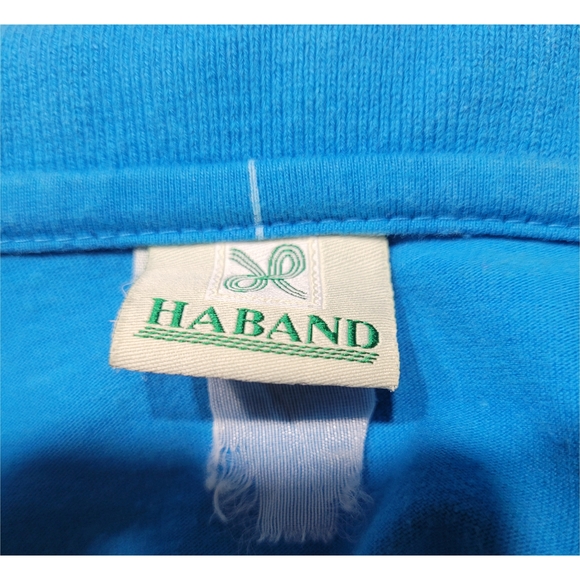 Haband Vintagw Vibrant Blue Checkered Polo Shirt Size Large - Picture 5 of 5